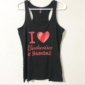 I Love Budweiser & Baseball Graphic Tank Top